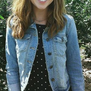 Cropped Distressed Denim Jacket